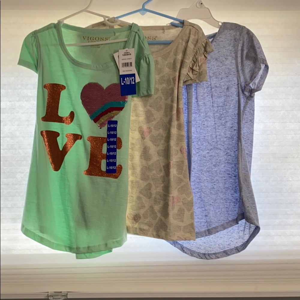 NWT 3 pack girls t-shirts. Size L 10/12
